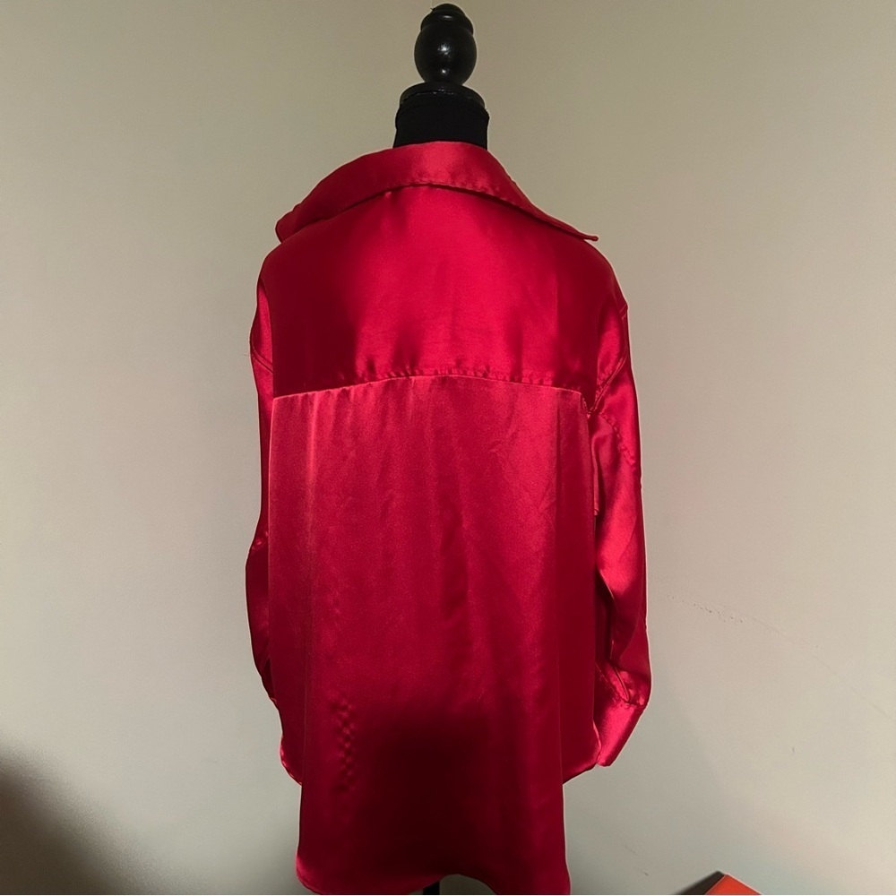 H&M Pink Oversized Button Down Blouse Size Small - Like New - Picture 7 of 11